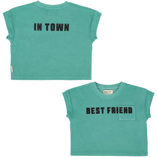 Piupiuchick T-shirt Groen Best Friend kinder T-shirt met korte mouwen en tekstprint op de voorkant