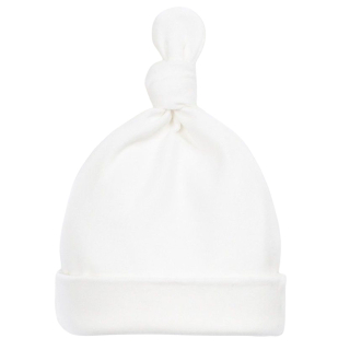 Play Up Babymuts Met Knoopdetail Creme met omslagrand en geknoopt detail bovenop.