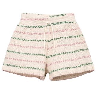 Play Up korte broek beige/roze strepenprint meisjes voorkant