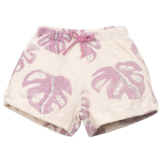 Play Up korte broek creme/roze bladeren baby