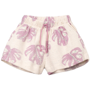 Play Up korte broek creme/roze bladeren meisjes voorkant