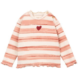 Play Up Longsleeve Gestreept Roze Creme Hartje Baby