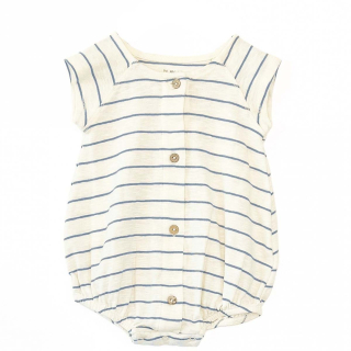 Play Up Romper Creme/Blauw Strepenprint Knopen