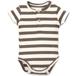 Play Up romper creme/groen strepenprint