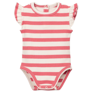 Play Up romper creme/roze strepenprint