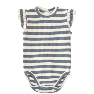 Play Up Romper Ruffle Creme Blauw Strepenprint