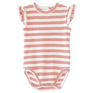 Play Up Romper Ruffle Creme Roze Strepenprint