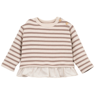 Play Up Sweater Gestreept Beige Bruin Ruches