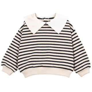 Play Up Sweater Met Kraag Gestreept Creme Zwart