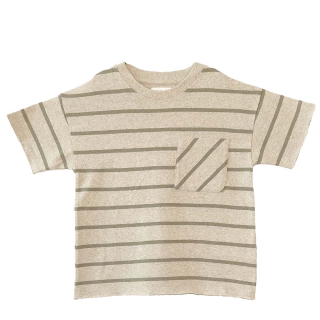 Play Up T-shirt Groen/Beige Strepenprint