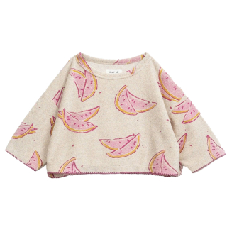 Play Up Trui Beige/Roze/Geel Meloen Badstof 