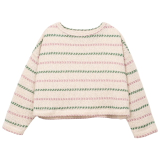 Play Up trui beige/roze strepenprint meisjes voorkant