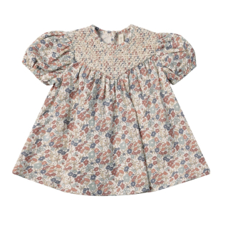 Quincy Mae Jurk Met Bloomer Blauw/Roze/Bruin Bloemenprint