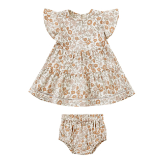 Quincy Mae Jurk Met Bloomer Creme Bloemenprint