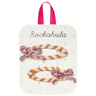 Rockahula haarclip creme strepen strik 2 stuks meisjes haaraccessoire