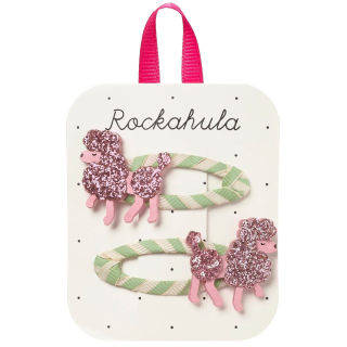 Rockahula Haarclip Pretty in Pink Poodle Roze Groen Set van 2