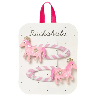 Rockahula haarclip roze strepen paard glitter 2 stuks meisjes haaraccessoire