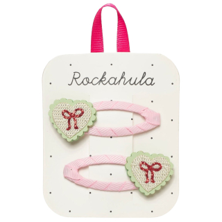 Rockahula Haarclip Sweet Heart Bow Roze Groen Set van 2