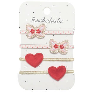 Rockahula Haarelastiekjes Roze/Rood Vlinder 4 Stuks