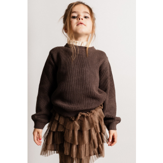 Baje Studio Gebreide Trui Bruin Ruffle Kraag Soho Brown Choco