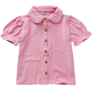 Sproet & Sprout roze blouse van badstof met ruffle kraag