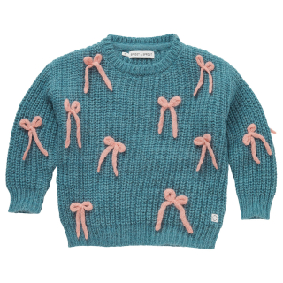 Sproet & Sprout Gebreide Trui Groen/Roze Strikken