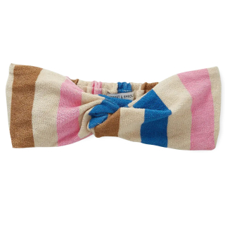 Sproet & Sprout haarband van badstof met bruine, roze en blauwe strepen voor kinderen