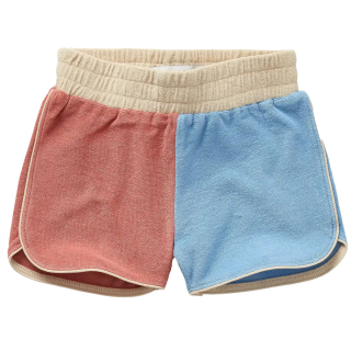 Sproet & Sprout korte broek bruin/rood/blauw badstof met colourblock design