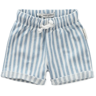 Sproet & Sprout korte broek creme/blauw strepen met elastische tailleband en koord