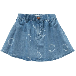 Blauwe Sproet & Sprout denim rok met all-over logo print