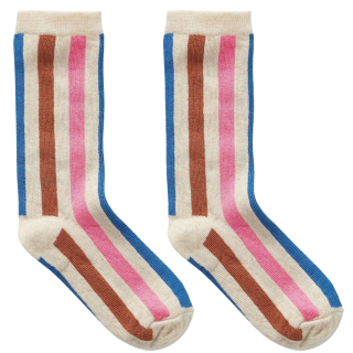 Sproet & Sprout sokken crème met bruin roze blauw strepen