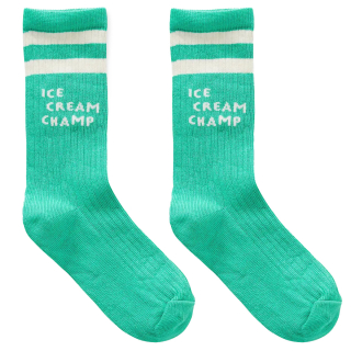 Groene Sproet & Sprout kindersokken met Ice Cream Champ tekst