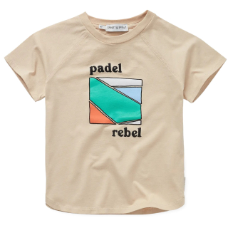 Sproet & Sprout T-shirt Padel Rebel beige/groen/blauw met sportieve print en comfortabele pasvorm.