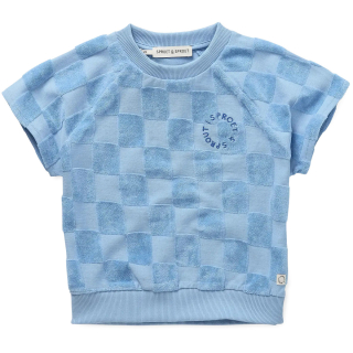 Sproet & Sprout T-shirt blauw met blokken van zachte badstof