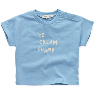 Sproet & Sprout baby T-shirt blauw met Ice Cream Champ print