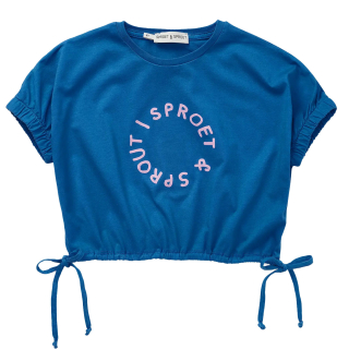 Sproet & Sprout blauw cropped T-shirt met ronde hals en korte mouwen