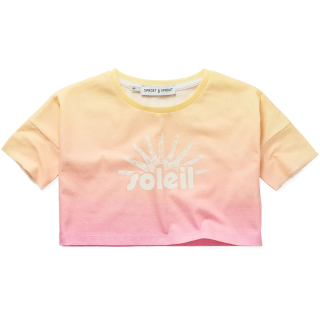 Sproet & Sprout cropped T-shirt geel roze met Soleil print