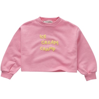 Sproet & Sprout cropped trui roze met gele “Ice Cream Champ” tekst