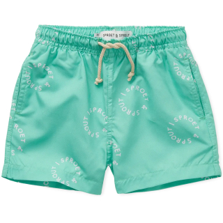 Sproet & Sprout zwembroek groen met all-over logo print en elastische tailleband