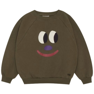 The Campamento Big Smiling Face Sweatshirt voor jongens in groen met grote smileyprint op de voorkant en oversized pasvorm.