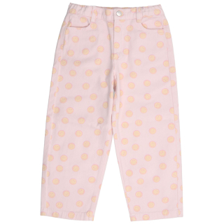 The New Society spijkerbroek roze met all-over smiley print van denim katoen.