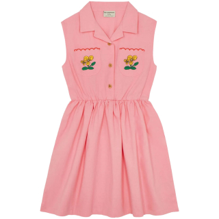 The Campamento jurk roze met bloemen zakjes voorkant