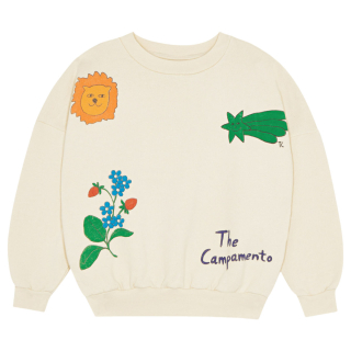 The Campamento sweater creme met bloem ster  en leeuwprint voorkant