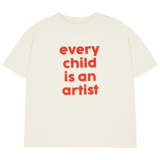 The Campamento T-shirt crème met Every Child Is An Artist tekstprint voor kinderen