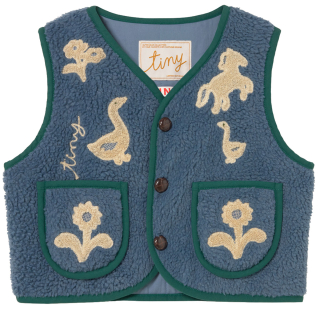 Tiny Cottons Bodywarmer Teddy Blauw Groen