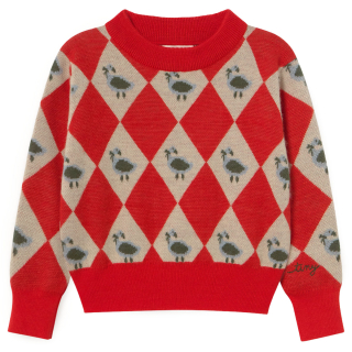 Tiny Cottons Gebreide Trui Ruiten Rood Beige