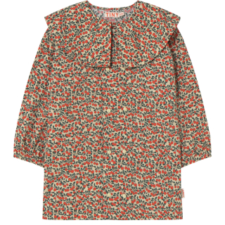 Tiny Cottons Jurk Beige/Rood/Groen Appels