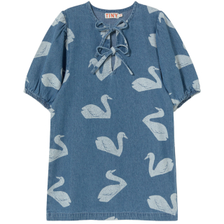 Tiny Cottons jurk blauw zwanenprint