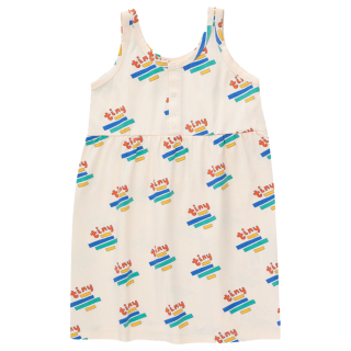 Tiny Cottons Jurk Creme/Blauw/Groen Tiny