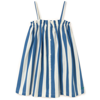 Tiny Cottons jurk creme/blauw strepenprint